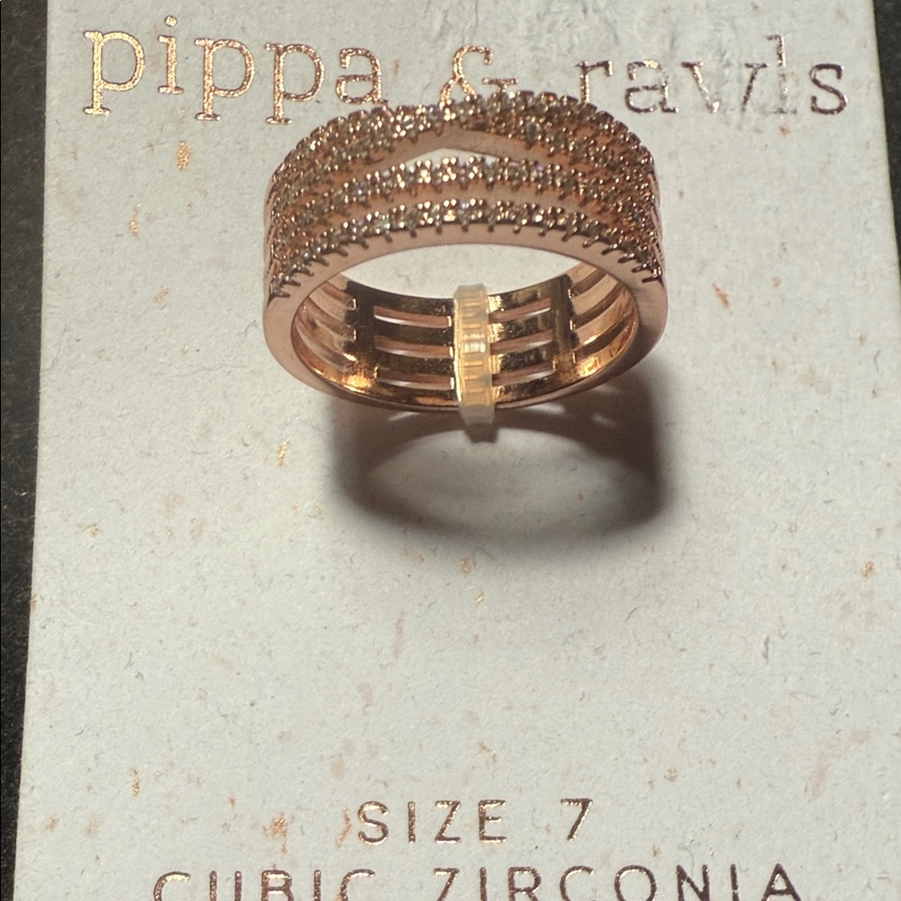 Rose Gold Criss Cross Cubic Zirconia Ring New